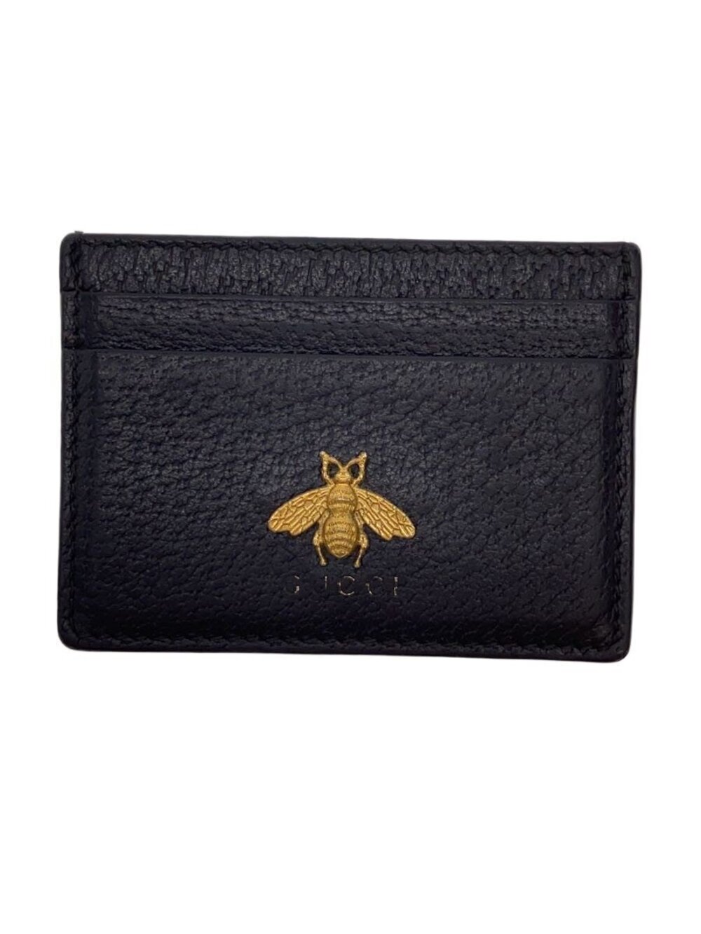 Gucci Bee Card Case Wallet Leather Black